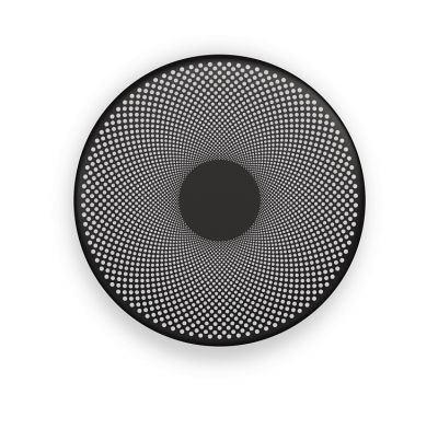 Glint Wandleuchte von Northern: Runde, schwarze Wandlampe mit Punktmuster und zentralem Lichtaustritt.